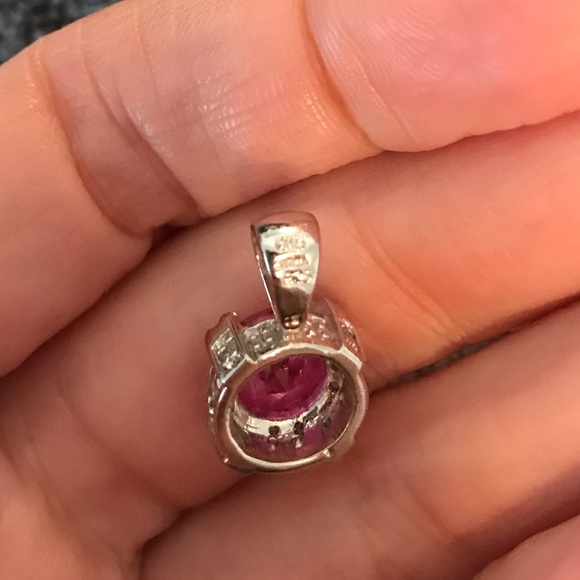 NEW Sterling 925 CZ and pink stone pendant - Picture 4 of 6